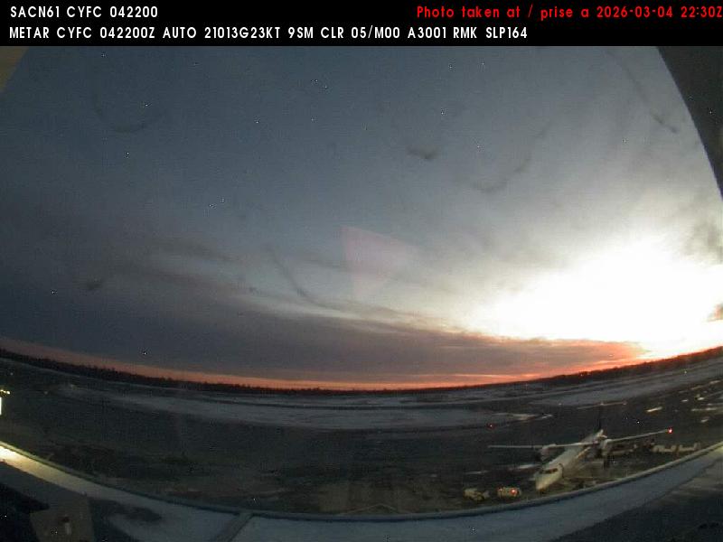 Web Cam image of Fredericton Airport (South West)